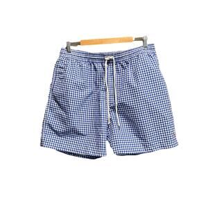 Polo Ralph Lauren‎ Blue White Check Men's Activewear Swim Shorts Size XL